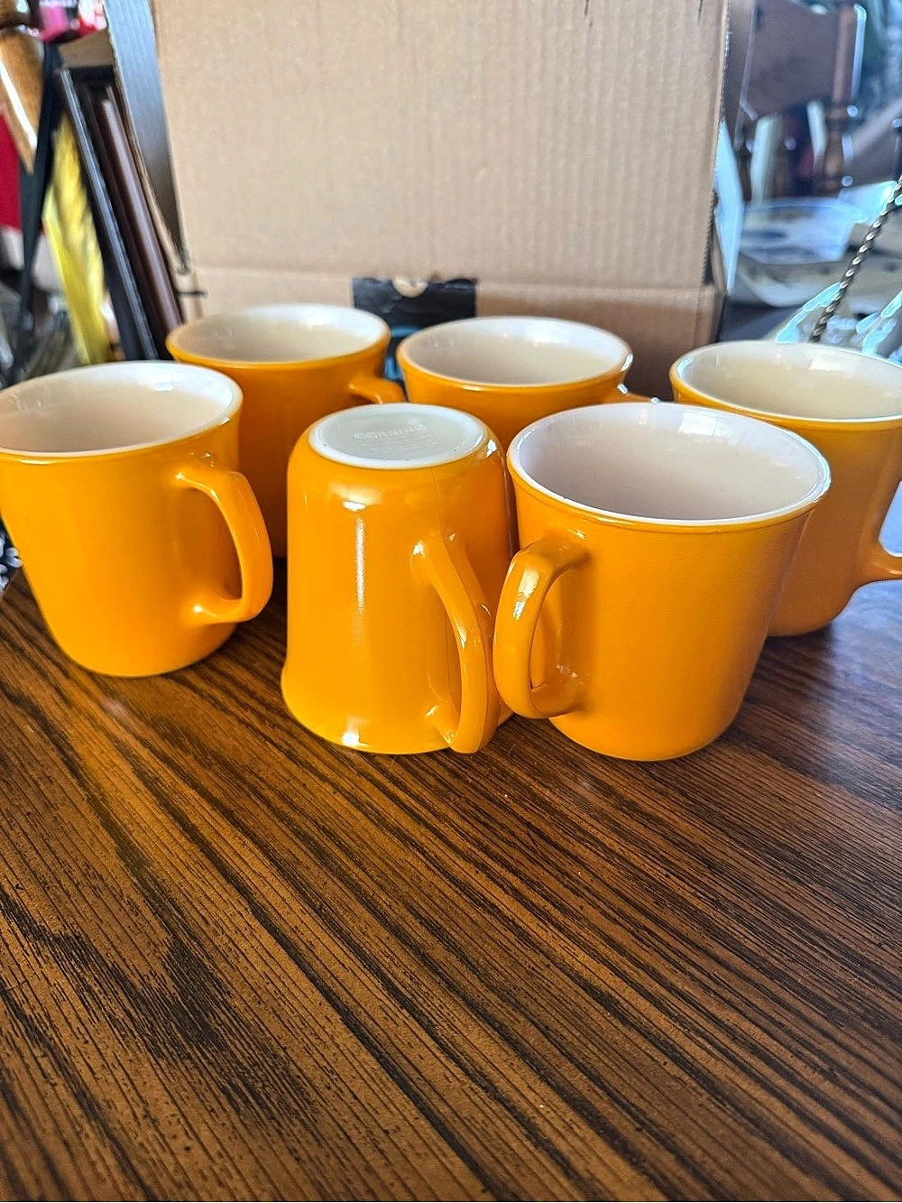 Corning Cornflower Orange Glass Mugs Set of 6